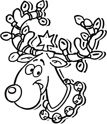 Christmas reindeer coloring page